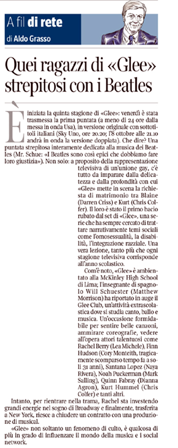 Aldo Grasso sul "Corriere della Sera"